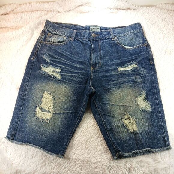 Jordan Craig Legacy Edition Black Lable Distressed Denim Skate Shorts Mens 36... - Picture 1 of 8